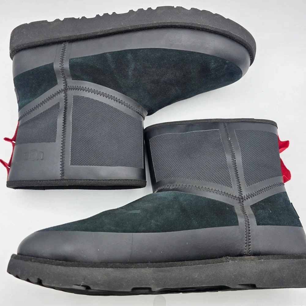 UGG Classic Short Tech Mini Ankle Boots Mens 13 Black Waterproof Suede Nylon